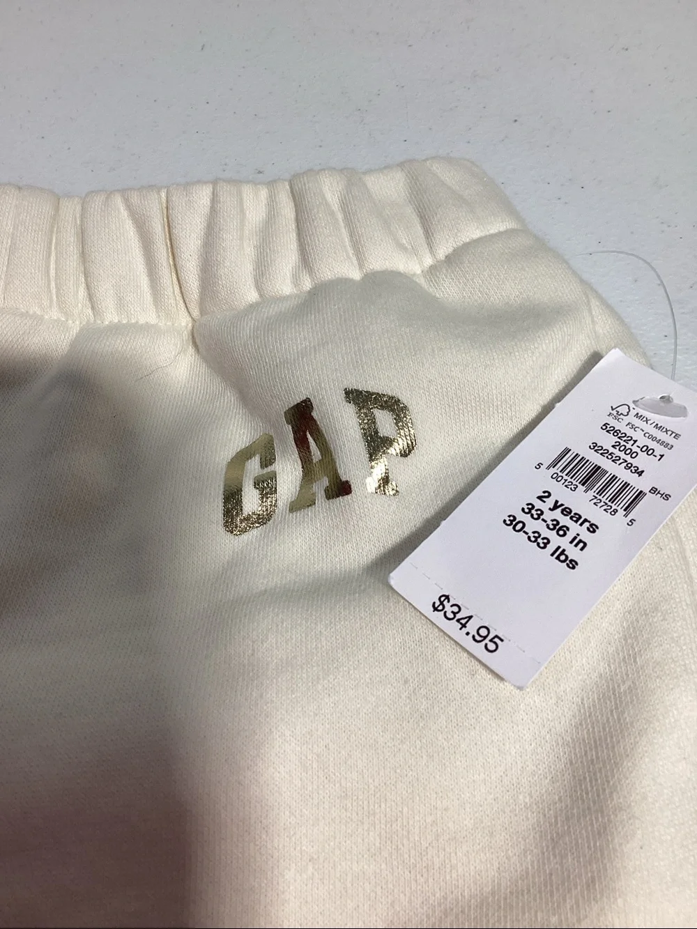 GAP Cream Mickey Fleece Joggers